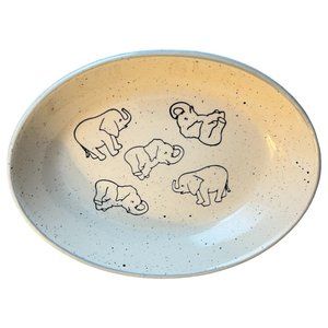 MERITAGE Speckled Elephant Oval Serving Dish Au Gratin Bowl Stoneware 8" x 6"